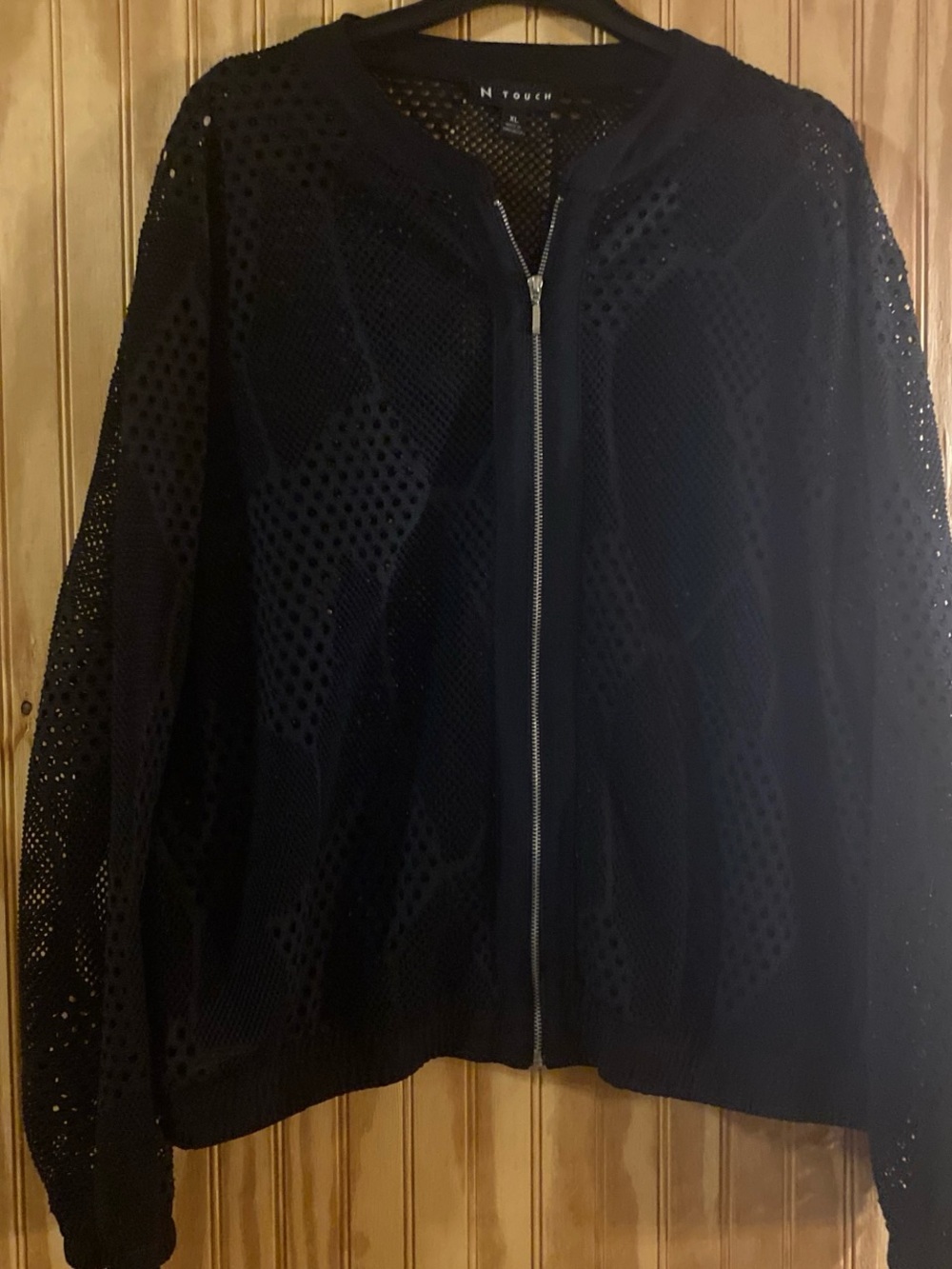 N Touch Black Mesh Zip Front Jacket